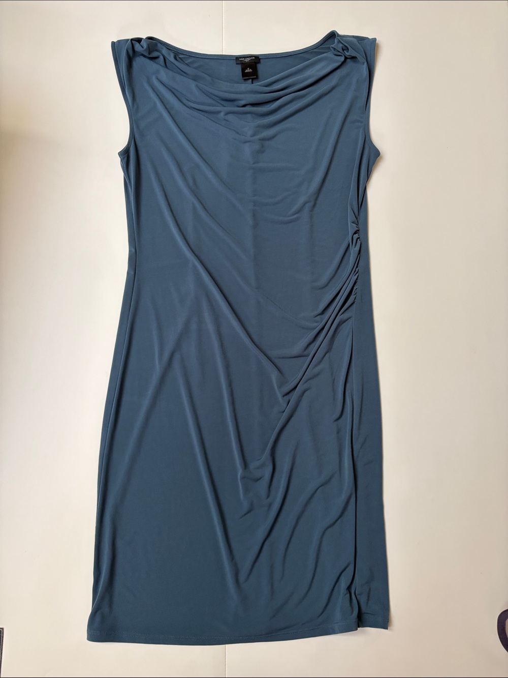 Ann Taylor Slate Blue Cowl-Neck Sleeveless Dress